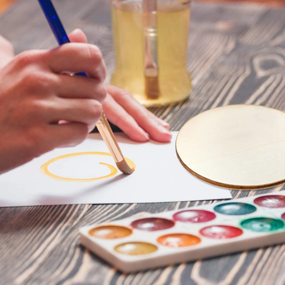 5 Inch Unfinished Wood Circle Round Wood Pieces Blank Round Ornaments Wooden Cutouts for DIY Craft Project, Decoration