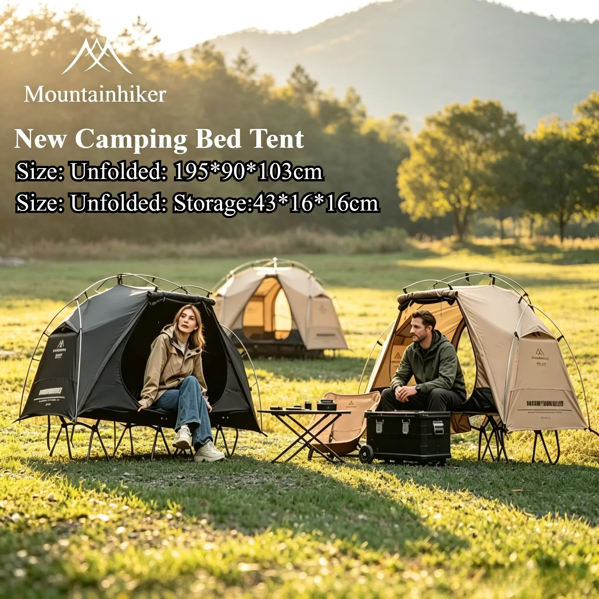 Outdoor Camping Automatic Quick Opening Tent - マウンテンハイカー キャンプコットテント 一人用 ポータブルスリーピングテント ハイキング ピクニック用