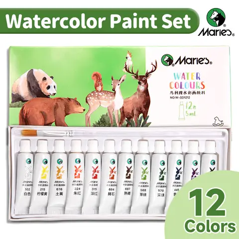 12 Colors Marie's Watercolor Paint Set 5ml Tubes,Excellent Transparency and Vibrant Colors for Adults,Artists,Hobbyist