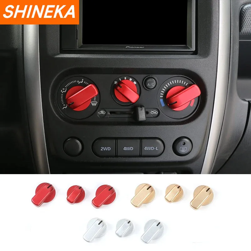 SHINEKA Newest Aluminium Alloy AC Switch Decorative Cover Frame Air Conditioning Shift Button Cover Trim for Suzuki Jimny 2007+