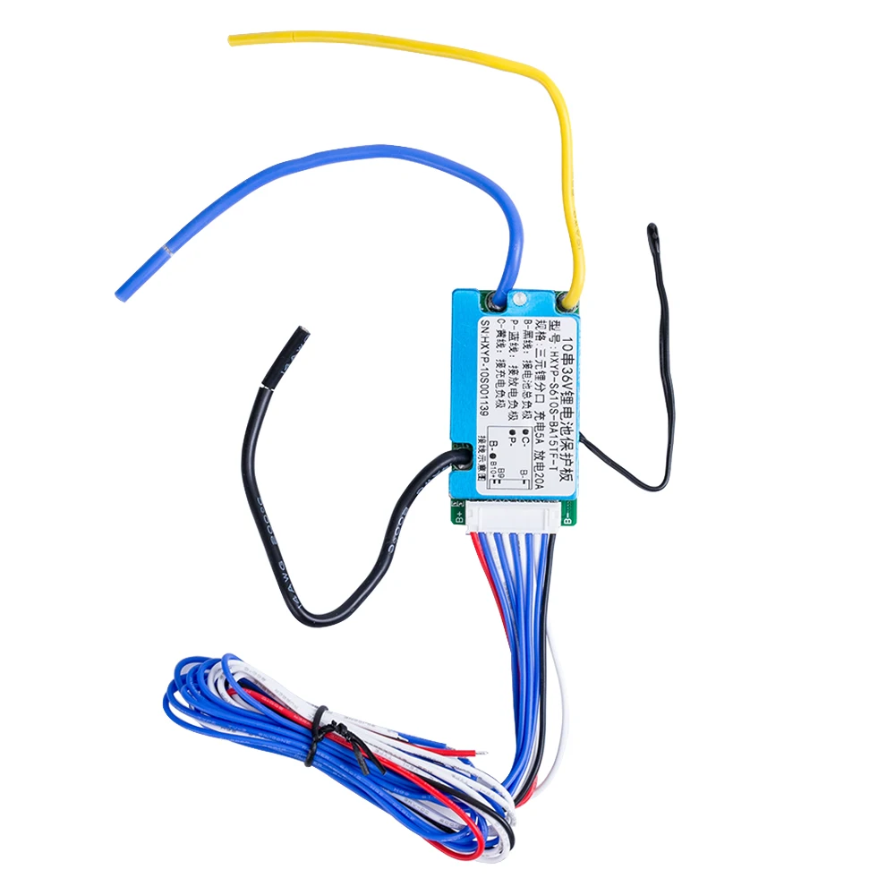 Batería de iones de litio BMS 10S, placa de administración de 36V, 42V, 20a, Puerto dividido con protección de temperatura NTC para paquete de Banco de energía Ebike, 60,5x32,5x9mm