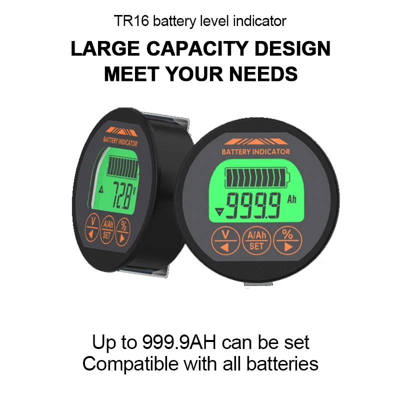 バッテリー容量インジケーター,充電カウンター,電流計,電圧計,DC8-120V,50a 100a 350a,tr16