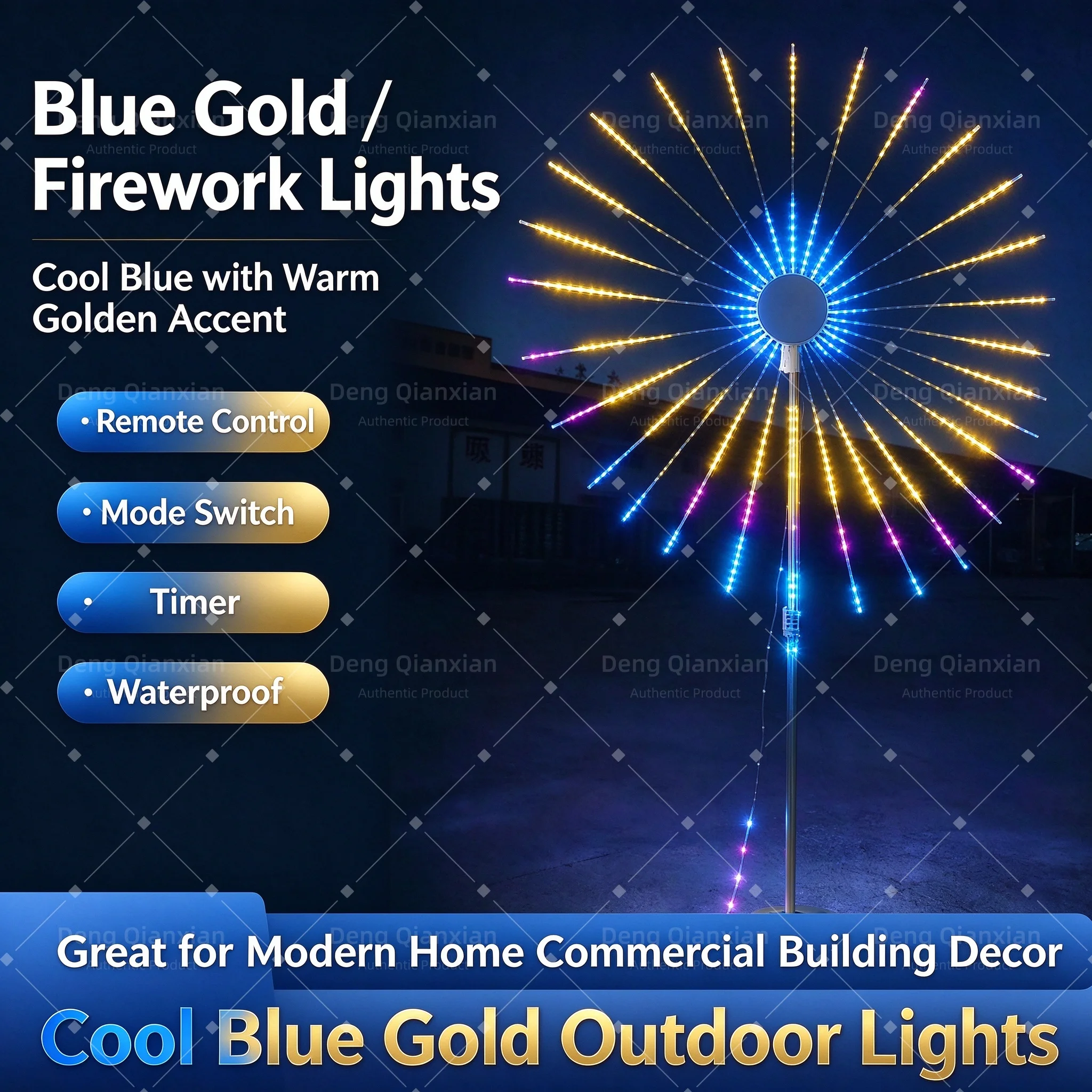 Sound Activated RGB Firework Garden Lights, Music Sync Dual Speakers, Programmable APP Control Waterproof Outdoor Courtyard Deco