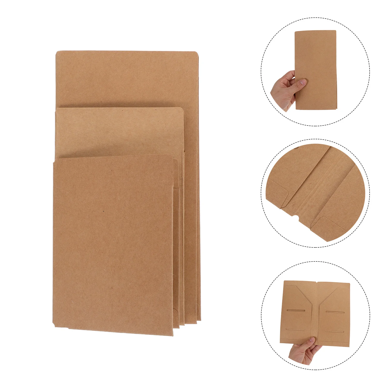 

3 Pcs Organizer Compact Travel Wallet Notebook Folder Storage Bag File Card Kraft Paper
