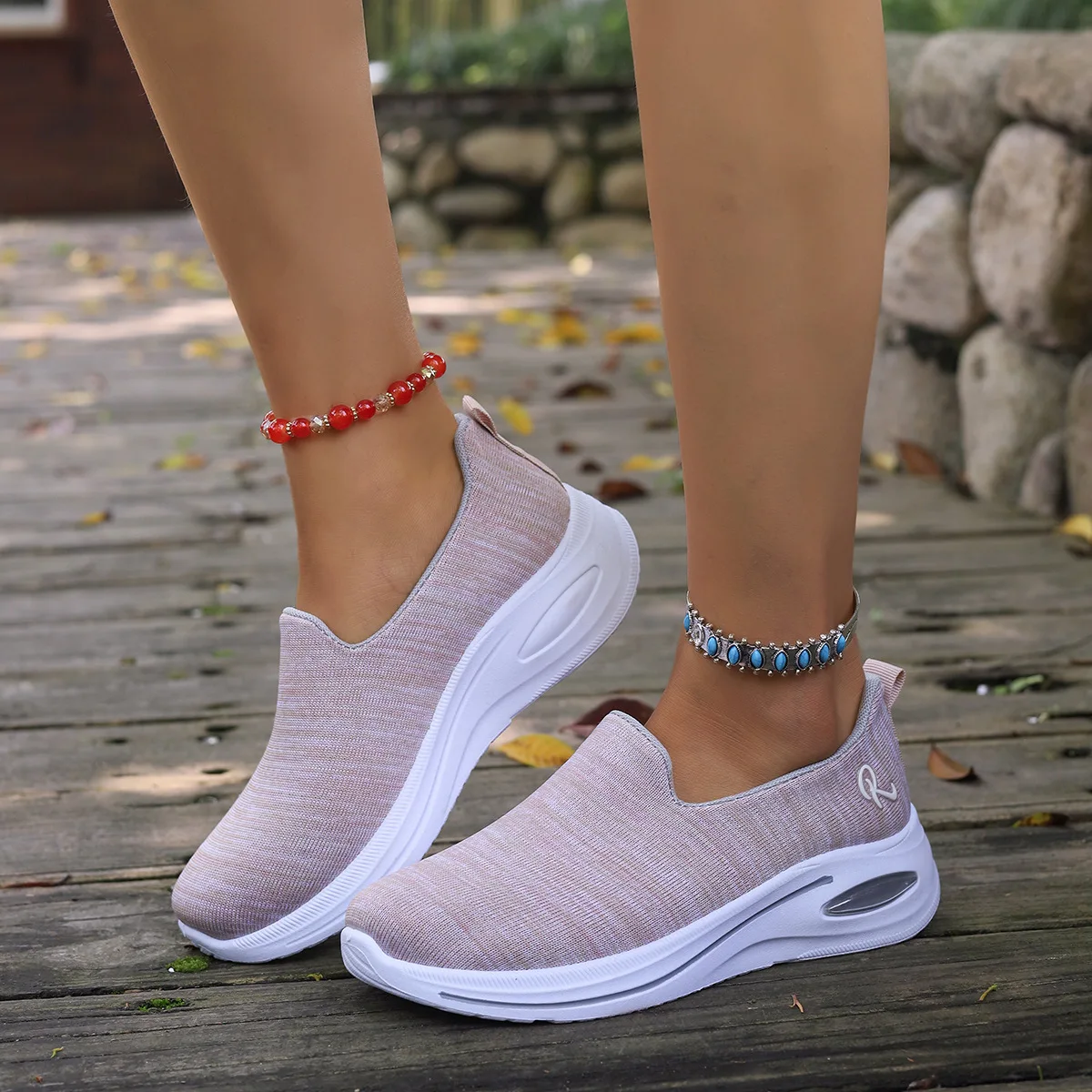 Atmungsaktive Slip-On-Sneaker für Damen, mit Luftpolster-Plattform, leicht, rutschfest, lässige Loafer für den täglichen Outdoor-Gebrauch. – Detail 6