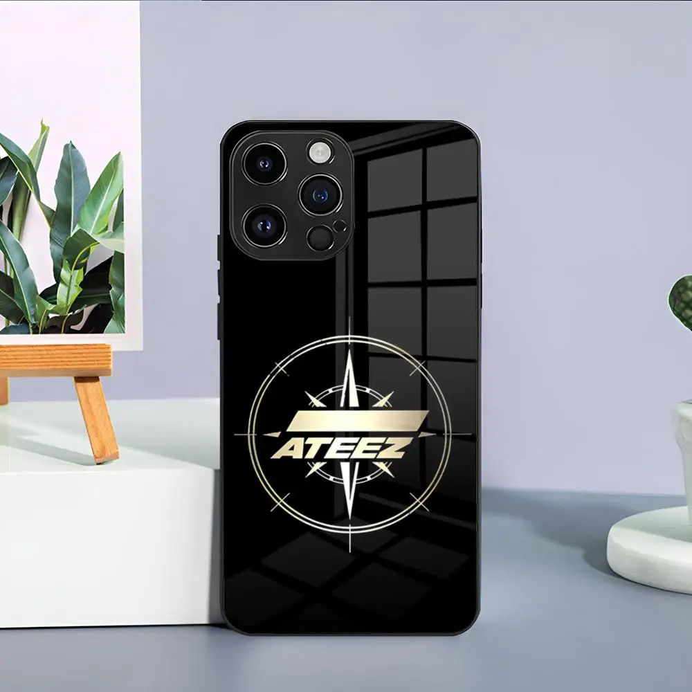 Singers A-ATEEZ Logo Phone Case For IPhone 15 Pro Max 14 Pro 12 11 13 Mini X XR XS 16 Plus SE 2020 Glass Cover