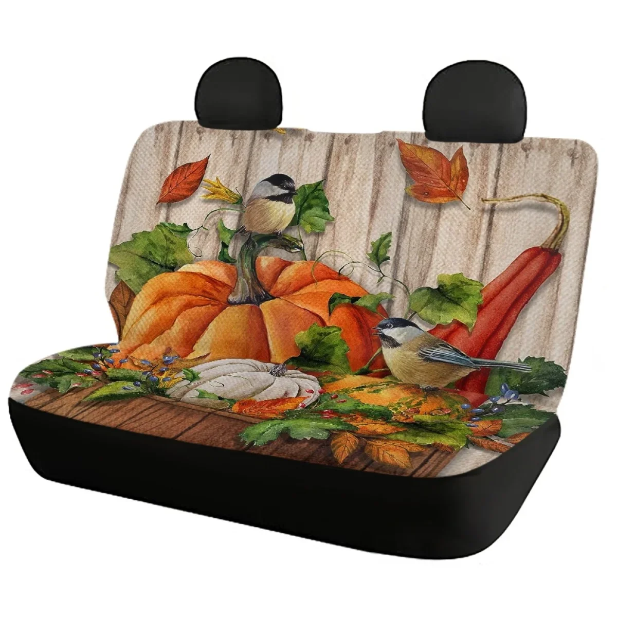 Car Interior Seats Protector Thanksgiving Pumpkin Design General Front and Rear Seat Cover Breathable Comfort Vehicle Seat Prote