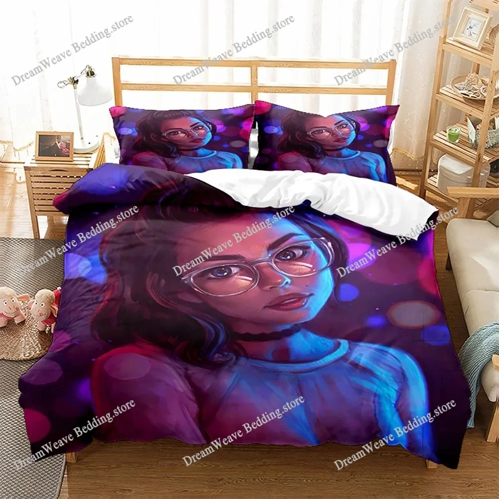 Glasses Girl Bedding Set - Futuristic Cyberpunk Art Duvet Cover Set for Teens Bedroom with 2 Pillowcases