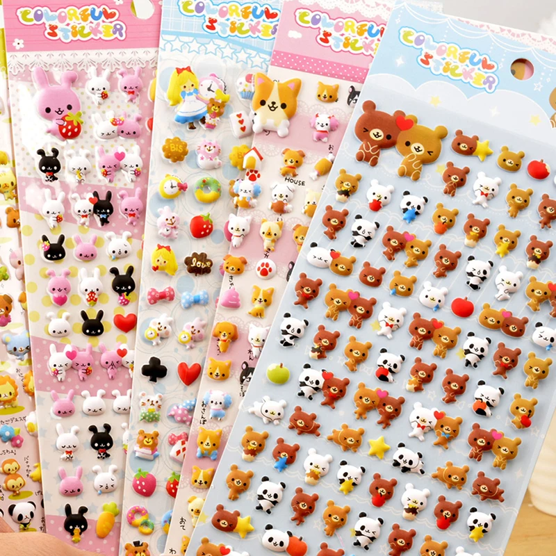 1 Sheet Mini Animal 3D Bubble Sticker DIY Diary Notebook Decor Pencil Case Stationery Sticker Cute Office Toy Sticker Kids Gift