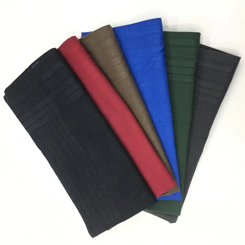 12 قطعة مناديل كلاسيكية بلون سادة مربعة من القطن للجيب