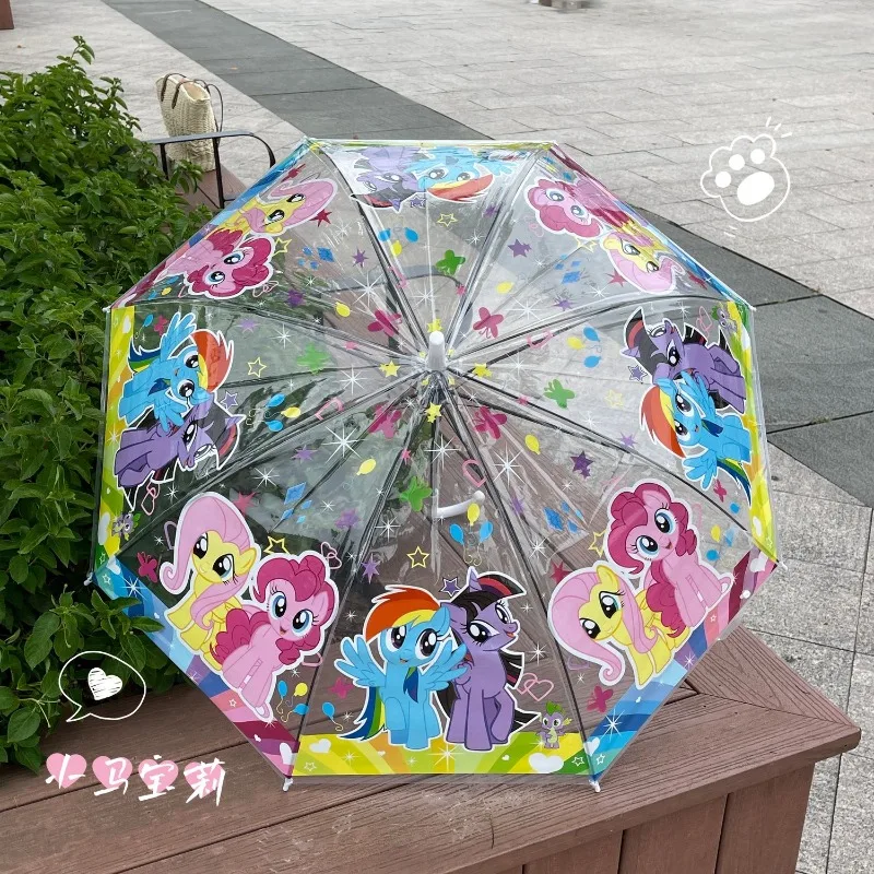 My Little Pony Animation Twilight Sparkle Pinkie Fully Automatic Transparent Umbrella Folding Cartoon Double Thickened Umbrella