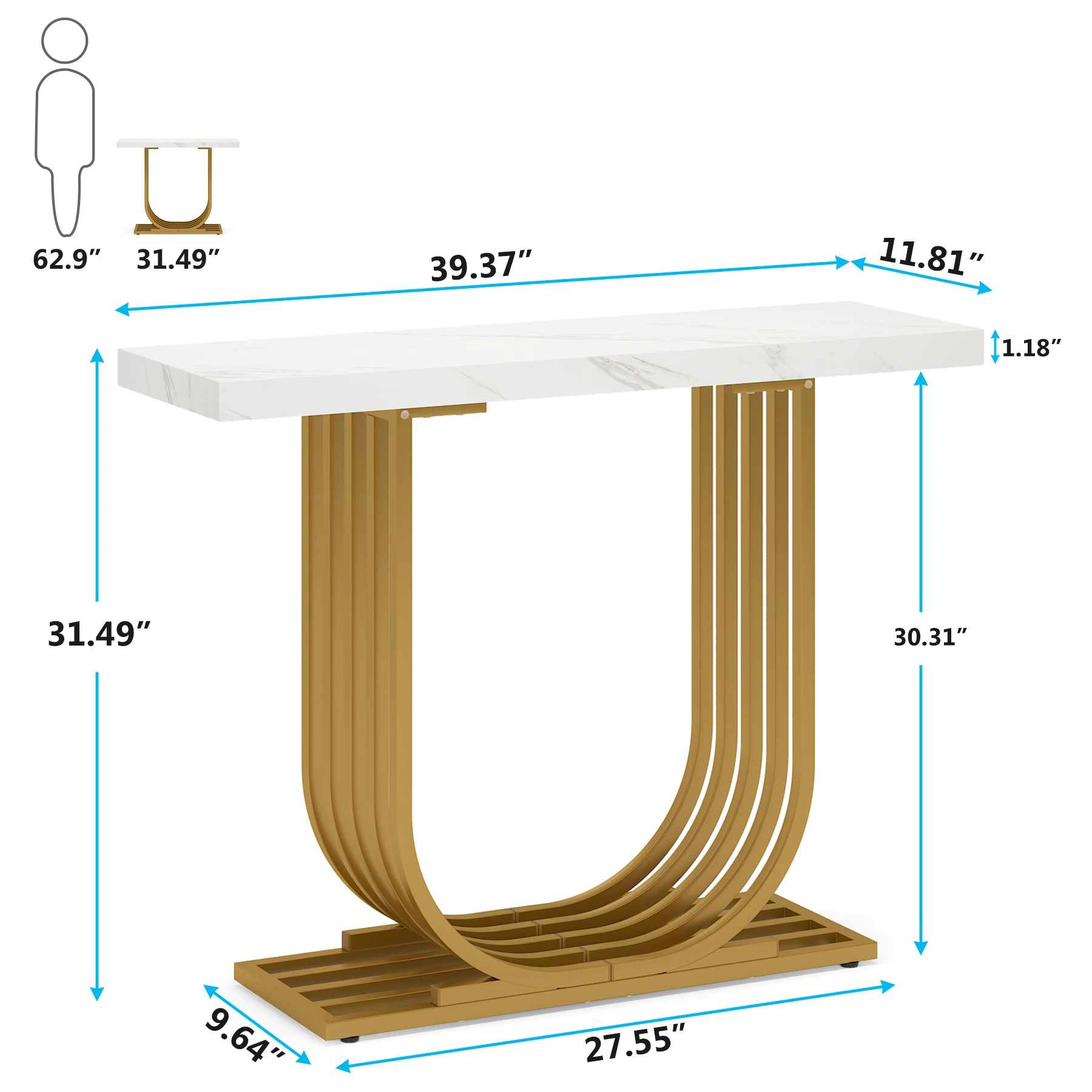 Tribesigns Console Table, console table modern luxury with U-Shaped Base