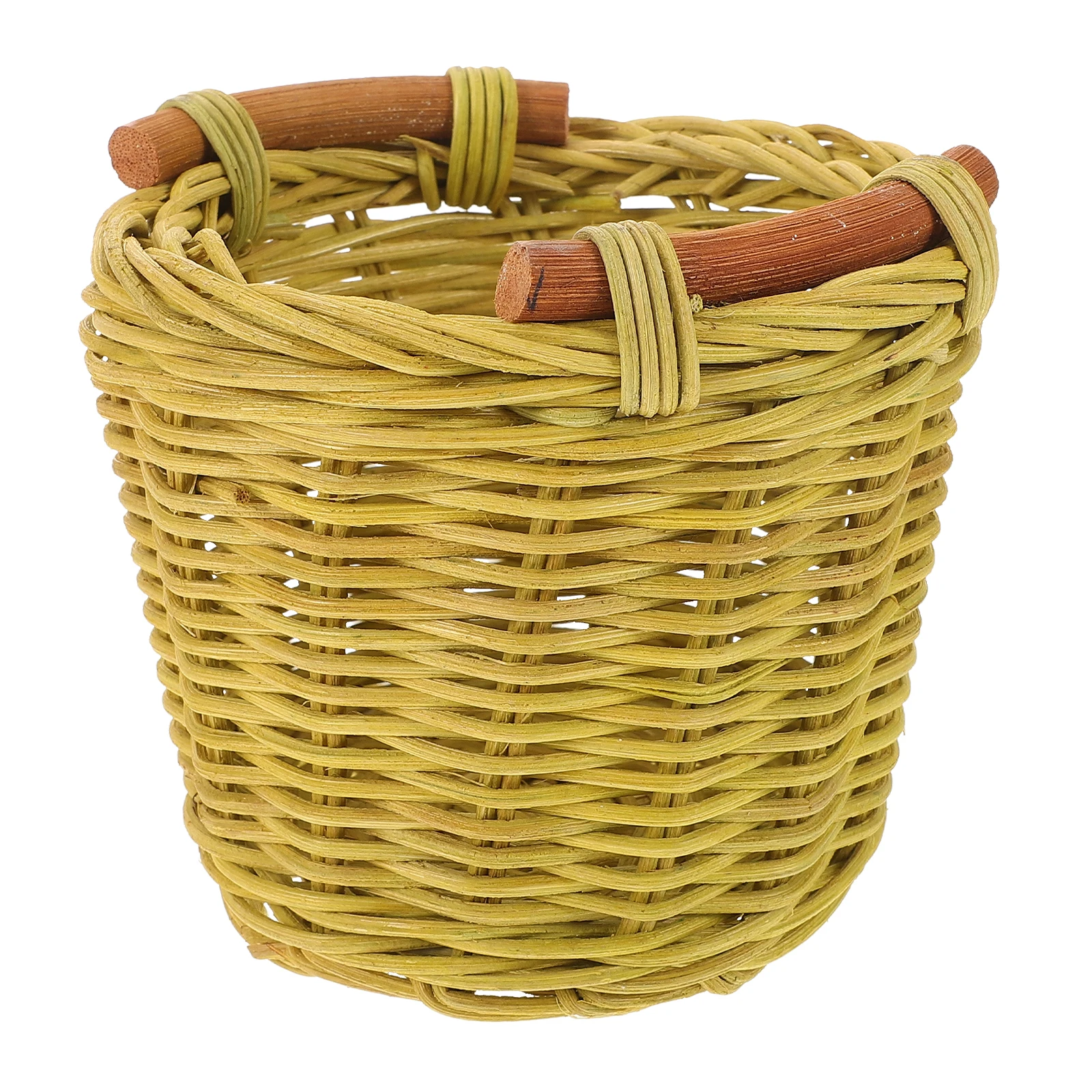 

Imitation Rattan Handwoven Storage Basket Portable Rustic Picnic Flower Basket Multifunctional Sundries Organizer