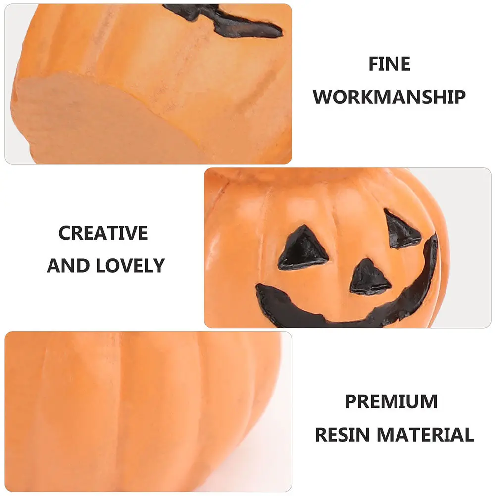 6Pcs Premium Resin Pumpkin Ornaments Realistic Halloween Home Decor for Living Room Bedroom Office Shelf Desktop Windowsill
