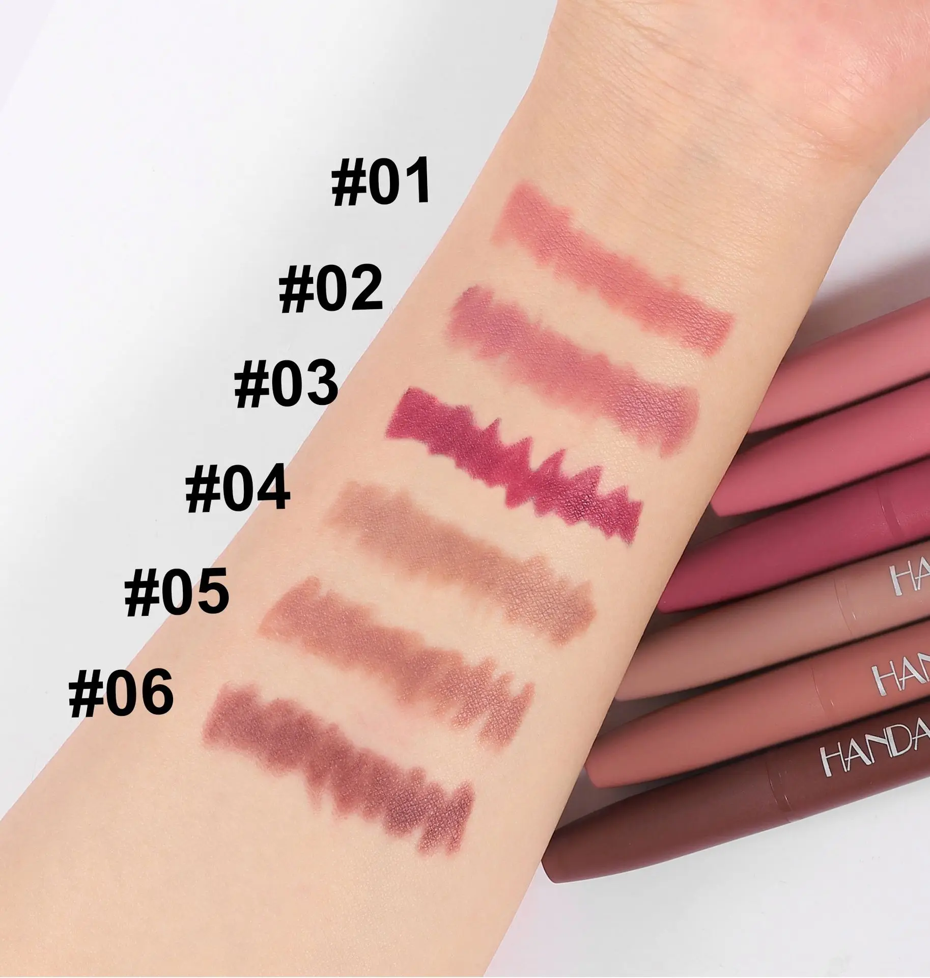 HANDAIYAN Matte 6 Colors Sexy Red Lip Liner Pen Lip Outline Contouring Waterproof Moisturising Lipstick Pencil Makeup Cosmetics