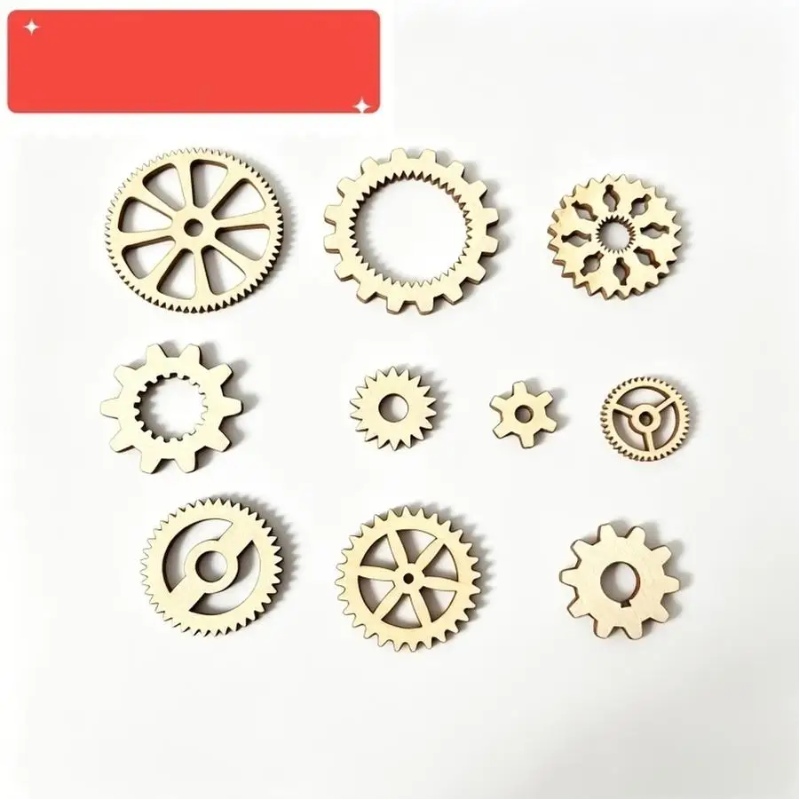 1/5/10/20/50/100pcs Assortment of 50 Wooden Gears, Wood Shavings, Craft Supplies, Retro Style, Home Decor, Ornaments Mixed Color