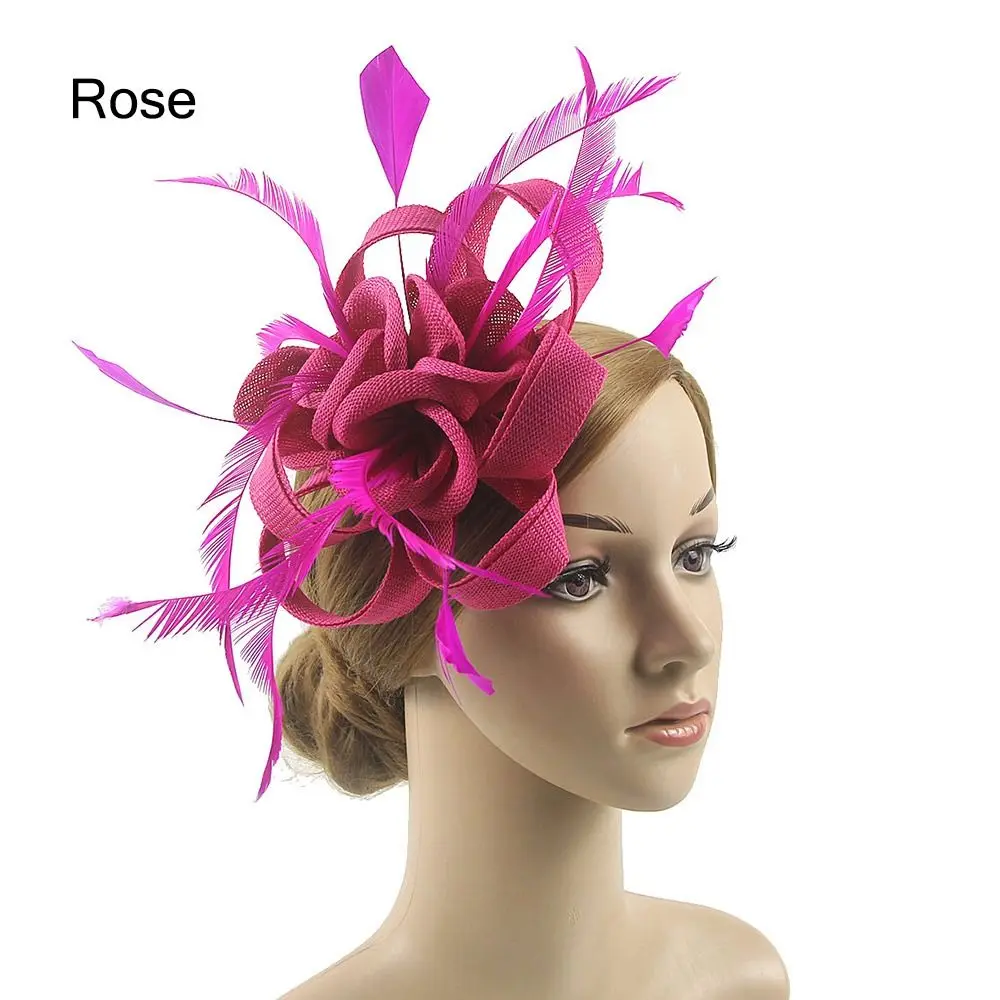 

Girls Fascinators Top Hat Wedding Flower Mesh Headband Cocktail Tea Party Feather Flower Headband Fascinator Hats Headwear