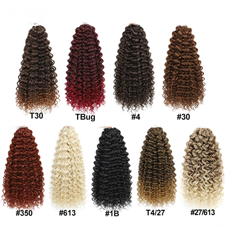 Ombre Brown Deep Curly Braiding Hair Extensions 14 18 22 Inch Synthetic Crochet Braids Extension Marshmallow 3Pcs Red Afro Curls