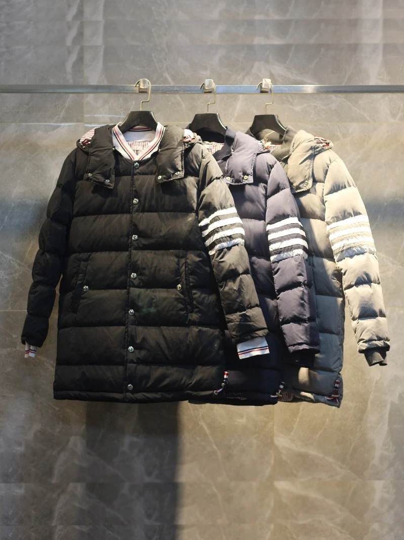 

High-End 90% White Du down Quilted Jaet Autumn Winter New Sle Anti-aging Four Bar Men's Mid-Length Faionable Outerwear