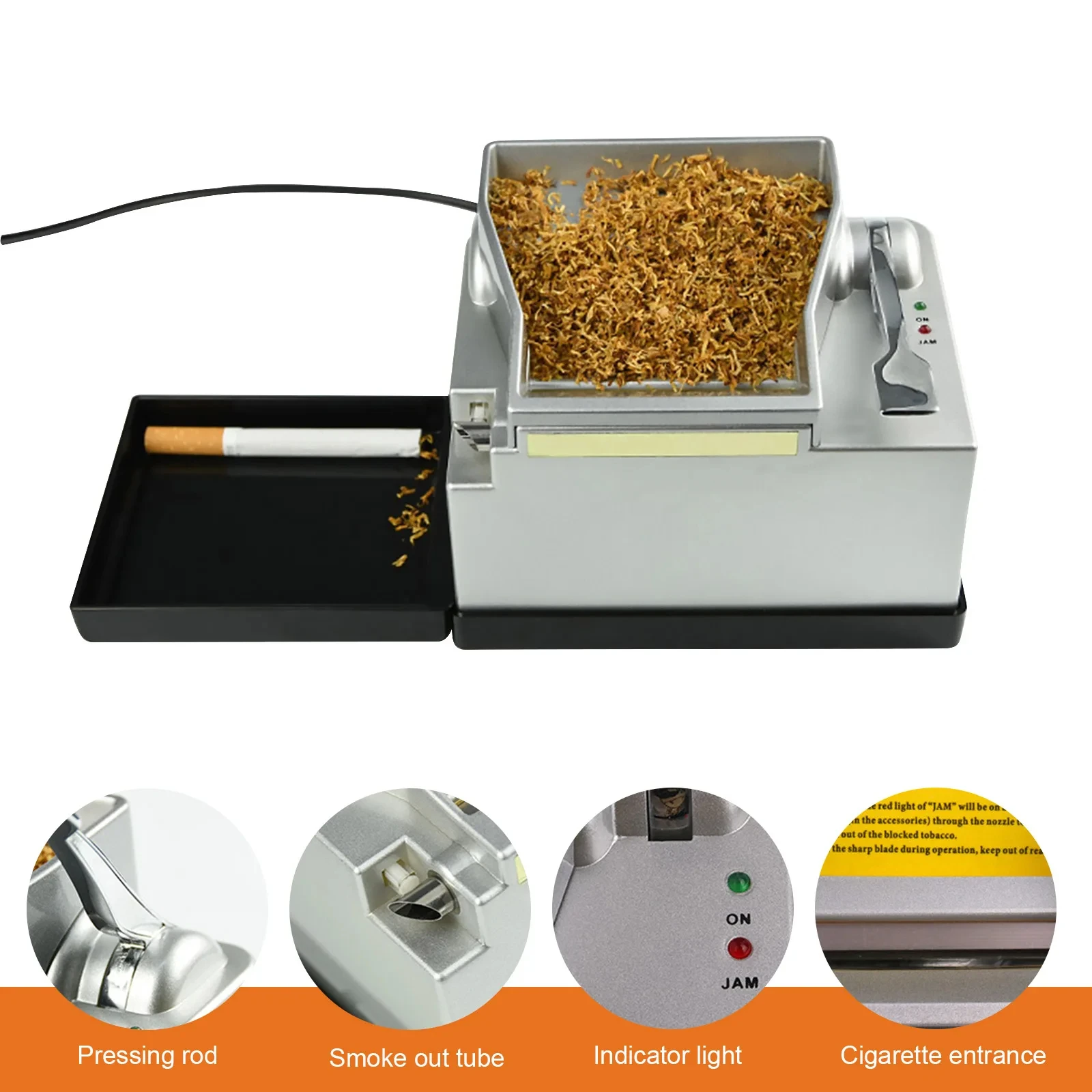 MERCURY New Push-pull Type Electric Cigarette Machine 6.5/8mm Tube Tobacco Filling Maker with Rolling Tray Smoke Accessories