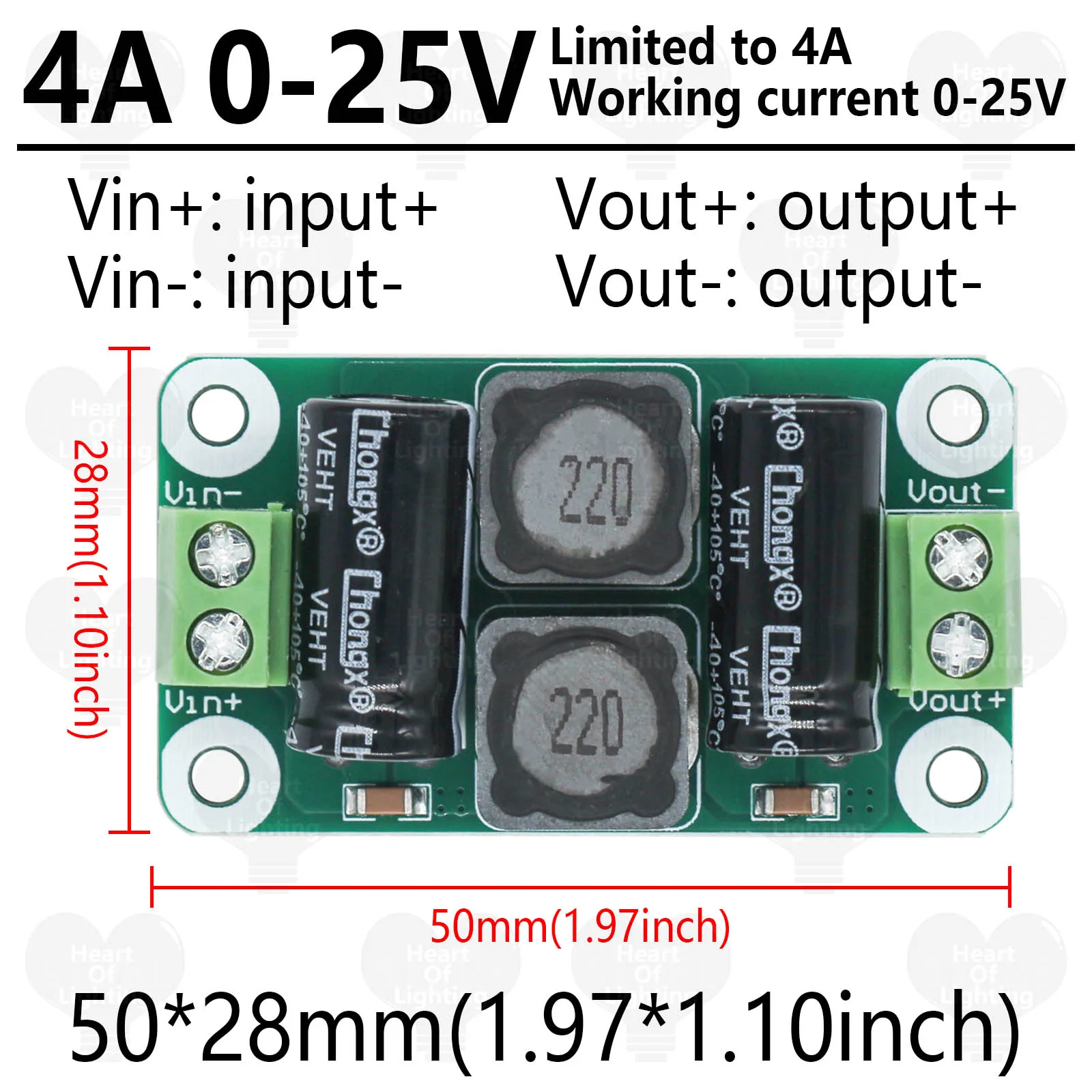 Picture 6: DC Power Filter Board 0-25V 0-50V 2A/3A/4A Class D Power Amplifier Module Interference Suppression Board EMI Suppression Board