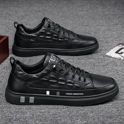 Fashion Men's Leather Sneakers 2022 Top Quality Mens Tennis Sport Shoes Waterproof Casual Man Flat Vulcan Shoes