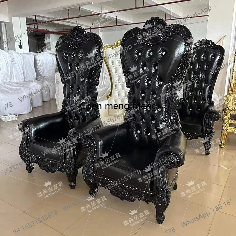 

E153 Image Chair Hotel Clubhouse Lobby Sofa Chair European Solid Wood Shooting High Back Clubhouse Leisure Tiger Chair