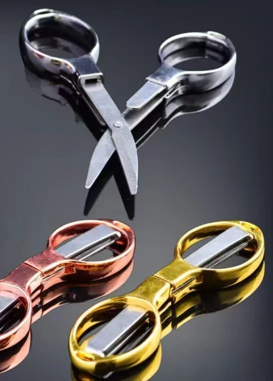 Stainless Steel Foldable Retractable Scissors Durable Portable Line Cutter Sewing Kit Fabric Thread Yarn Trim