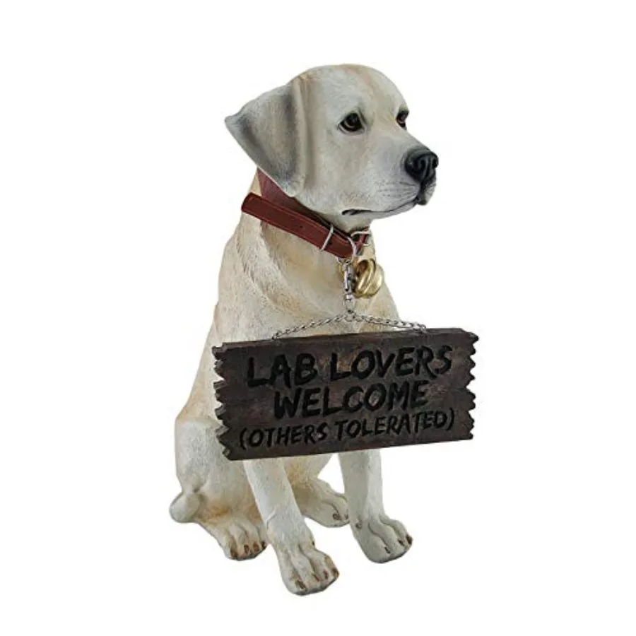 

Labrador Retriever Garden Statue with Reversible Welcome Sign Resin Dog Figurine Hand-Painted Lab Decor for Lawn Porch or Entry