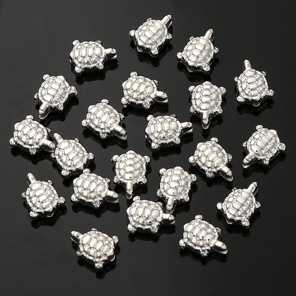 100Pcs/lot 7*10mm Lucky Turtle CCB Beads Gold Silver Color Beads for DIY Jewelry Making Necklace Finding Supplies Accessories