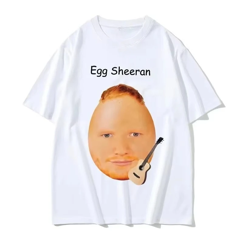 Sheeran Parody Portrait Print T-Shirt Men Women Funny Music Meme Aesthetic Casual Cotton Short Sleeve Basic Tee Tops