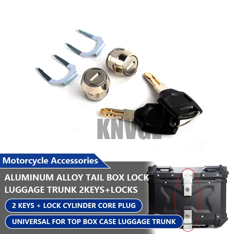 2 Keys + Lock Cylinder Core Plug Universal for Motorcycle Top Box Case Luggage Trunk Storage Toolbox Accessories Replacement