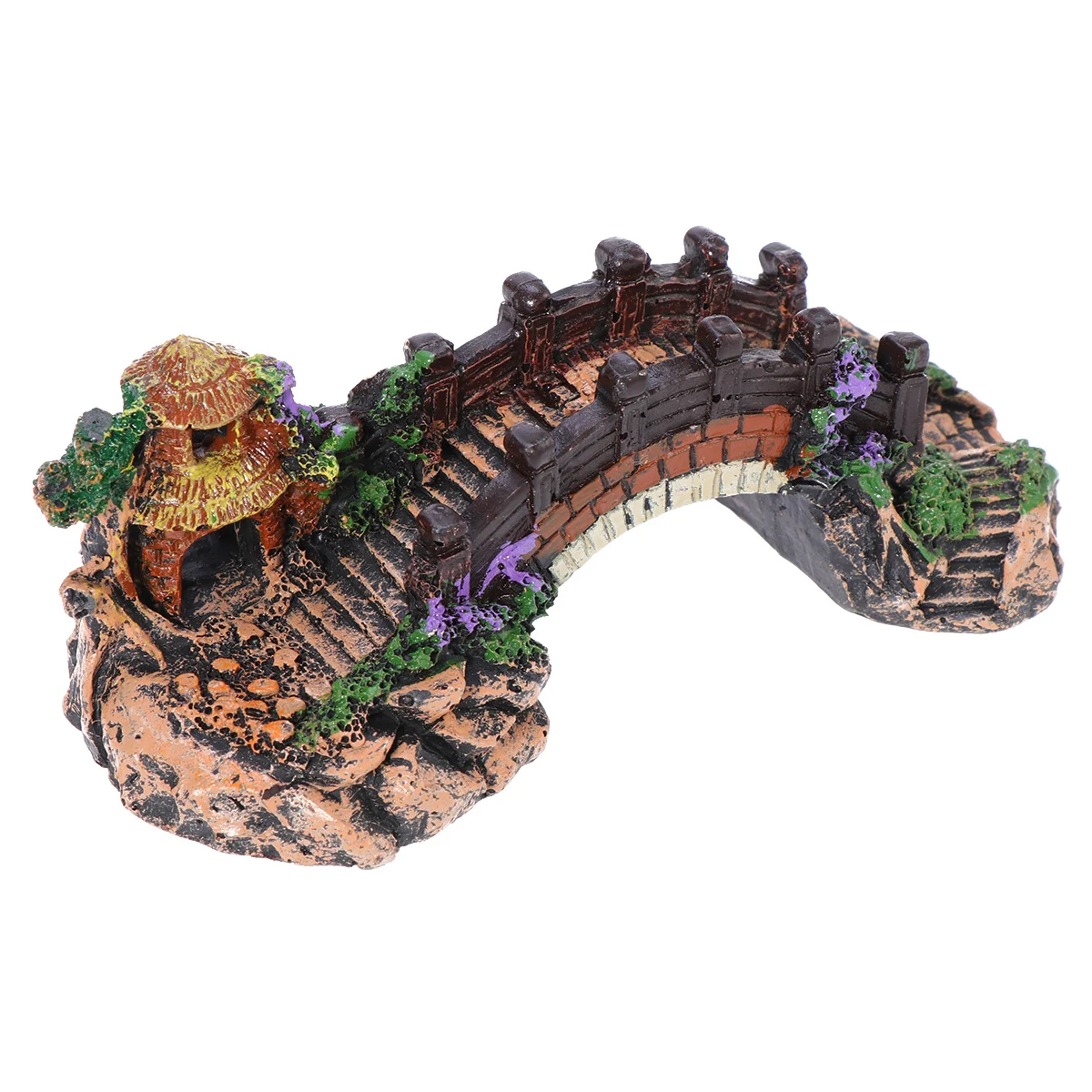 

Aquarium Resin Bridge Ornament Pavilion Rockery Arch Fish Tank Decoration Landscape Nitrobacteria Habitat Easy Clean Low