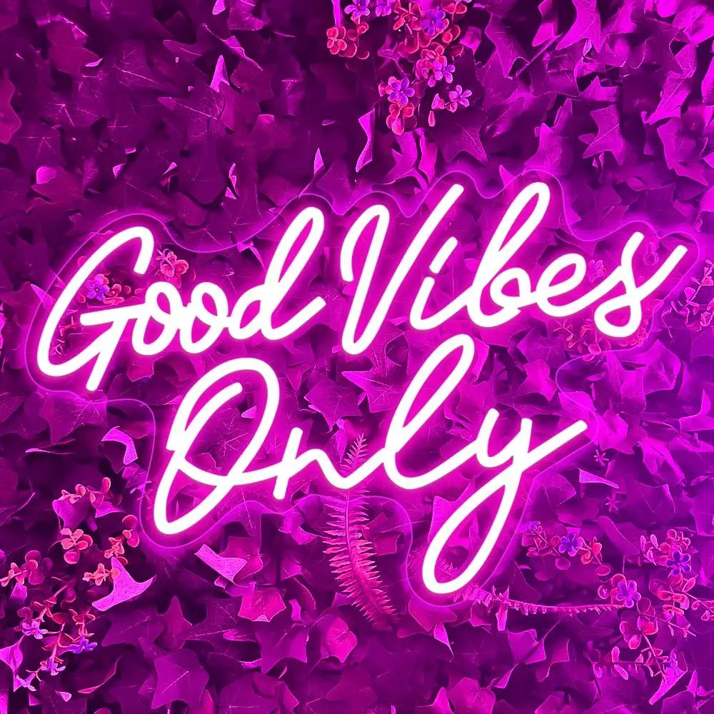 

Good Vibes Only Neon Sign USB Dimmable LED Light for Girls Bedroom Party Birthday Wedding Salon Aesthetic Wall Decor Gifts