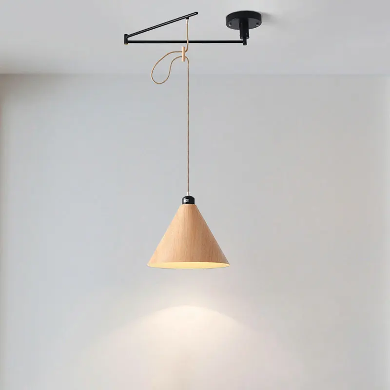 Japanese Retro Personalized Movable Restaurant Pendant Light Nordic Creative Study Living Room Bar Counter Telescopic Arm Light