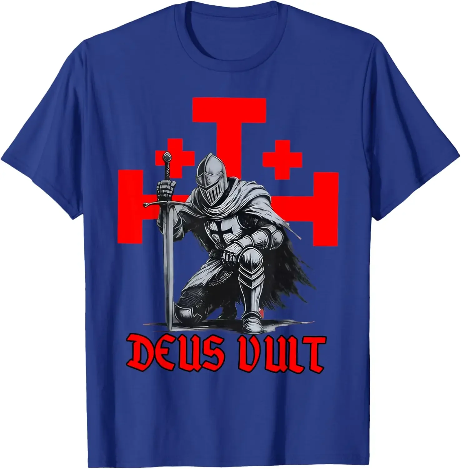 Knights Templar Crusader Cross Graphic Tee Men's Medieval Faith T-Shirt Casual Summer T-shirt