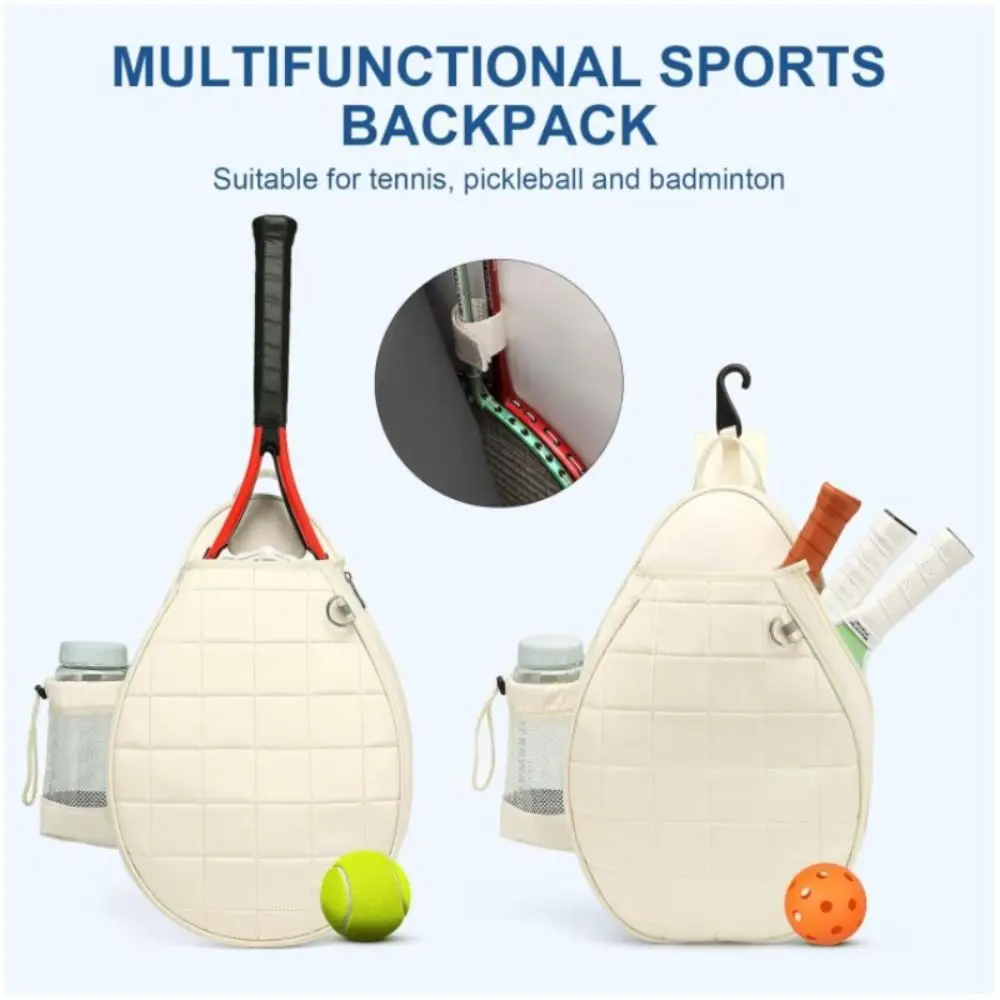 Crossbody Tennis Racket Bag Adjustable with Water Bottle Holder Tennis Crossbody Bag Comfortable Straps Large Capacity