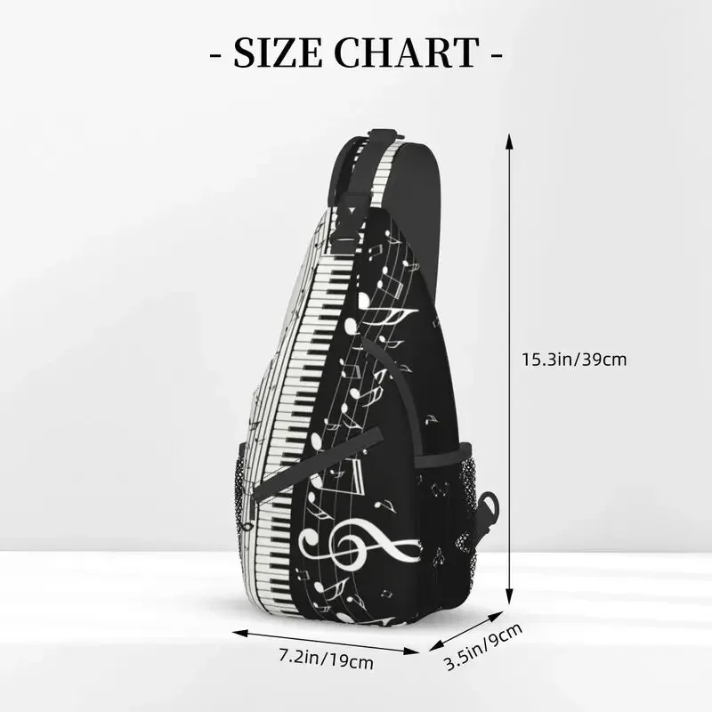 Classic Music Notes Piano Key Sling Chest Bag Custom Musician Pianist Shoulder Crossbody Backpack for Men Travel Hiking Daypack