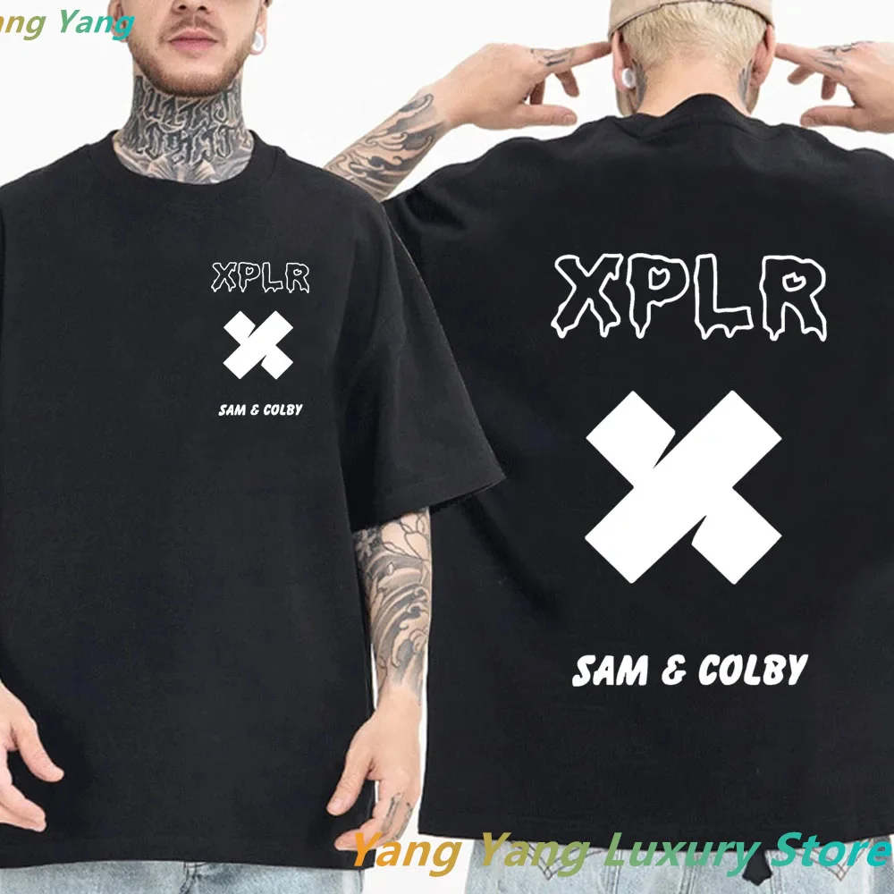 Xplr Shirts Sam and Colby Chainlink Merch Heart Shaped  Men Cotton Tshirt Gift Tops Men Woman Tshirt Casual O-neck Top Clothes