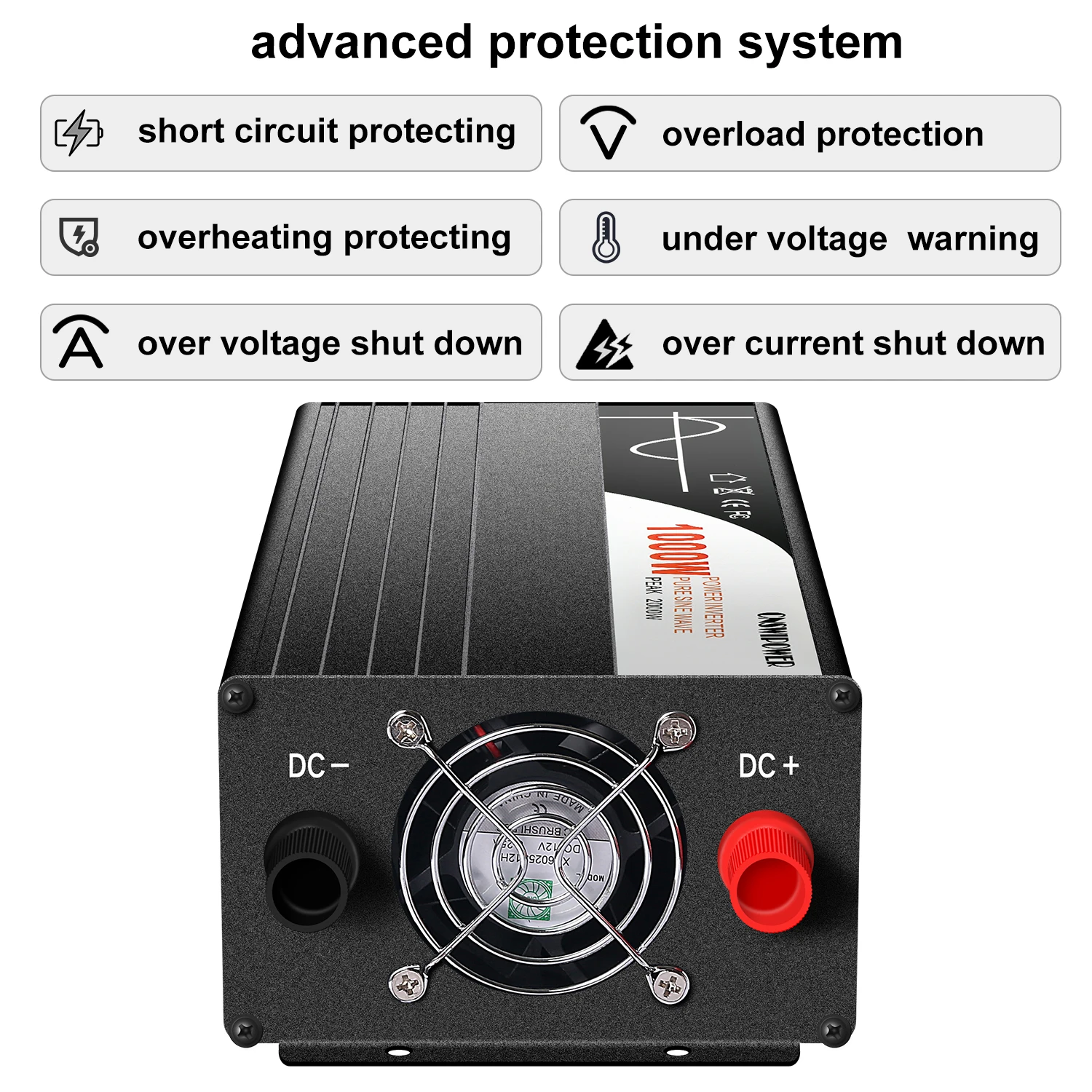 Pure Sine Wave 1000W DC 12V To AC 220V 24V 48V 110V Car Power Inverter Adapter Converter With Multiple types of sockets