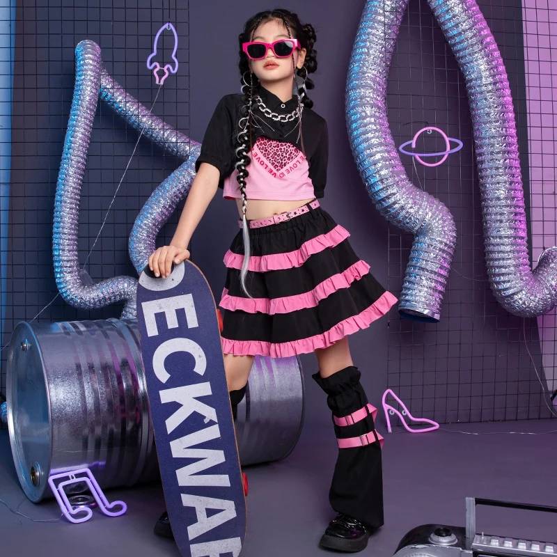 Moda Ragazze Cheerleader Costumi di danza jazz Bambini Performance Kpop Abiti Bambini Abbigliamento Hip Hop Street Wear XS8706