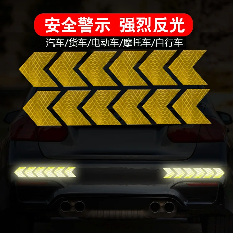 Arrow Reflective Stickers for Car Improve Safety Easy to Peel and Stick for Electric Vehicle Bicycle