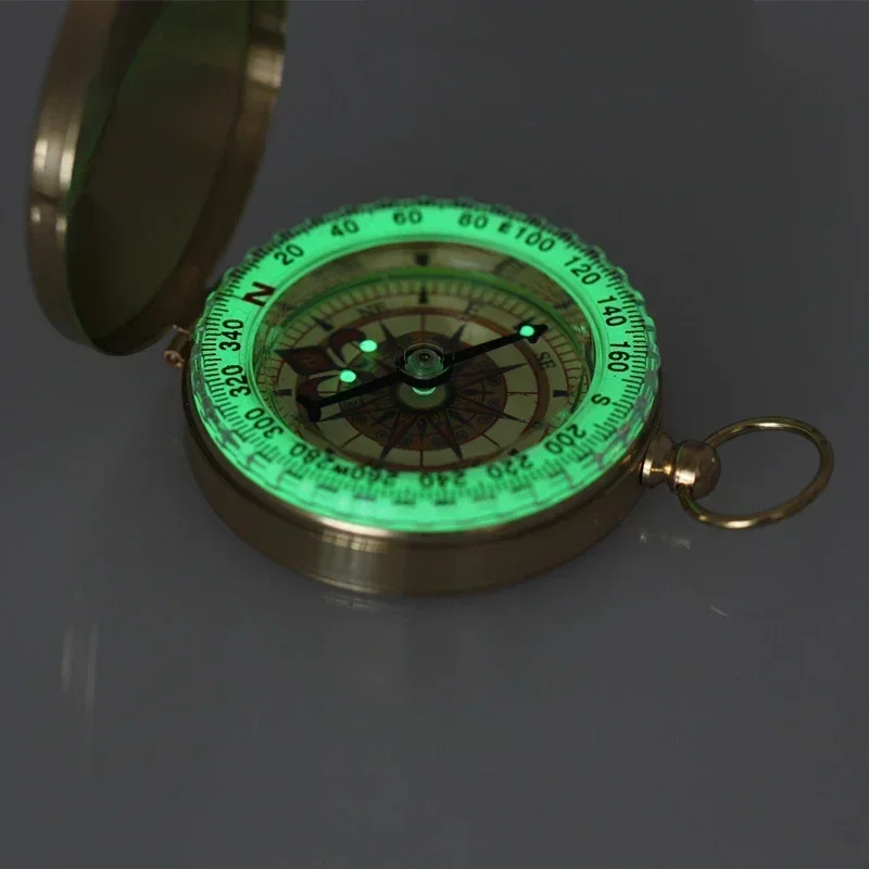 Compass New Outdoor Camping Hiking Portable Pocket Brass Gold Color Copper Compass Navigation with Noctilucence Display image 4