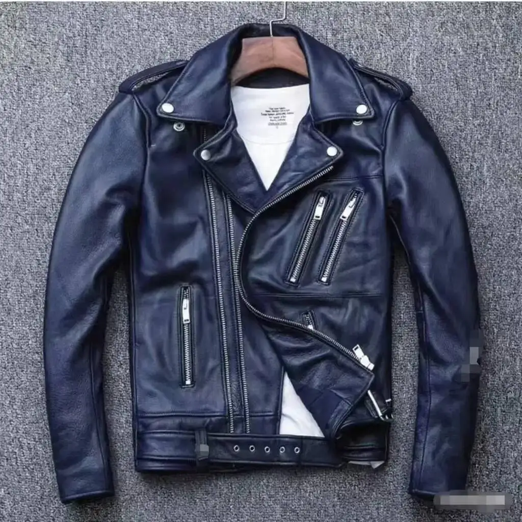 

New Autumn Winter Men's Leather Jacket Motorcycle Style Fashionable Casual Coat Regular Fit Chinese Brand AE Stock