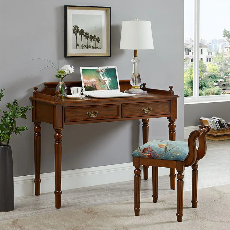American all-solid wood desk bedroom home writing desk European simple small apartment computer study desk chair