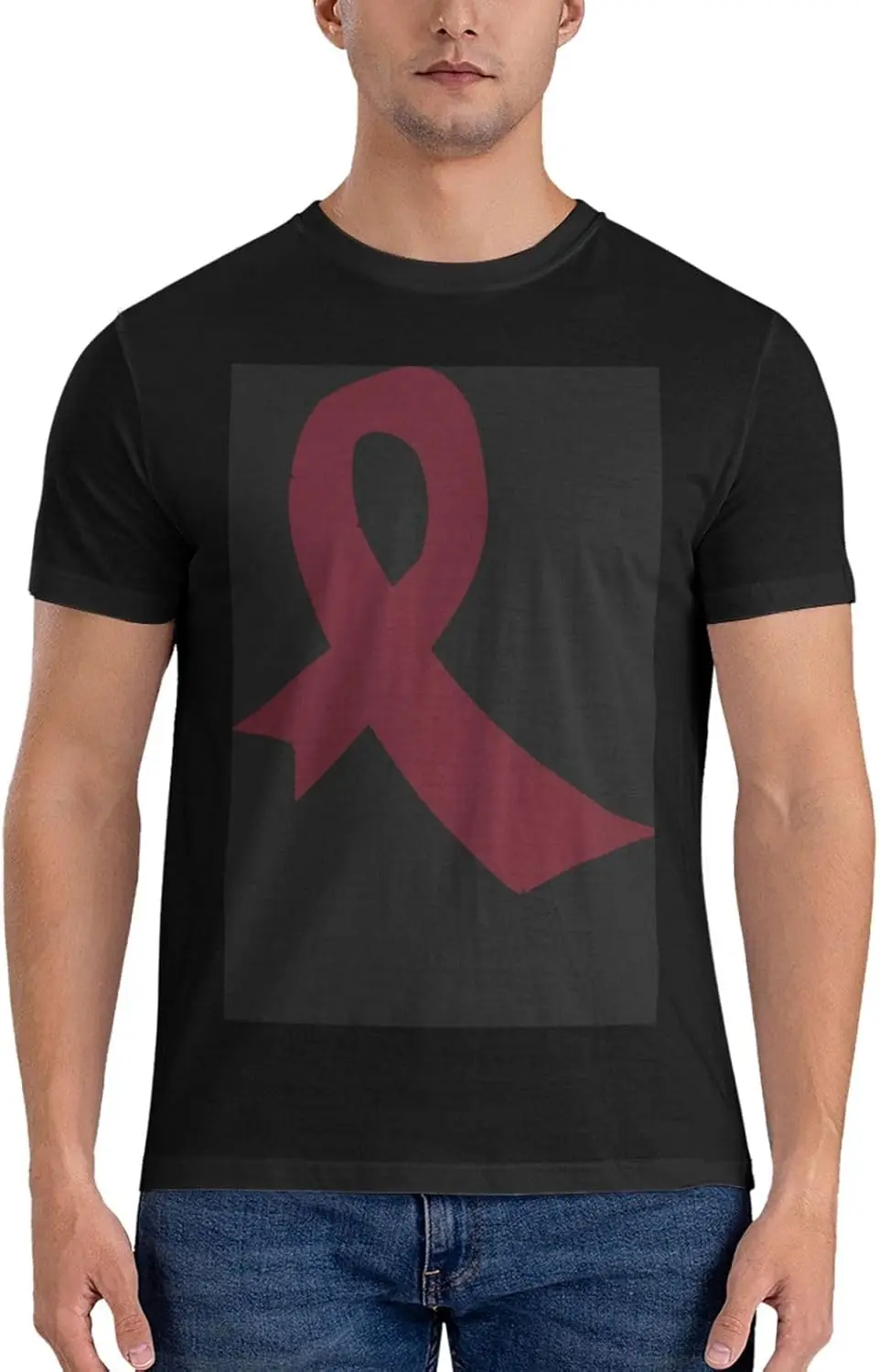 Multiple Myeloma Awareness Ribbon American Flag T-Shirt Vintage Short-Sleeve