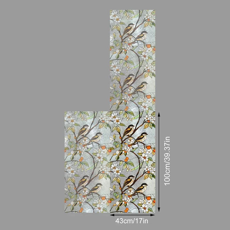 Pvc Stained Glass Window Film Static Cling Privacy Decorative Film for Home Windows Colorful Floral