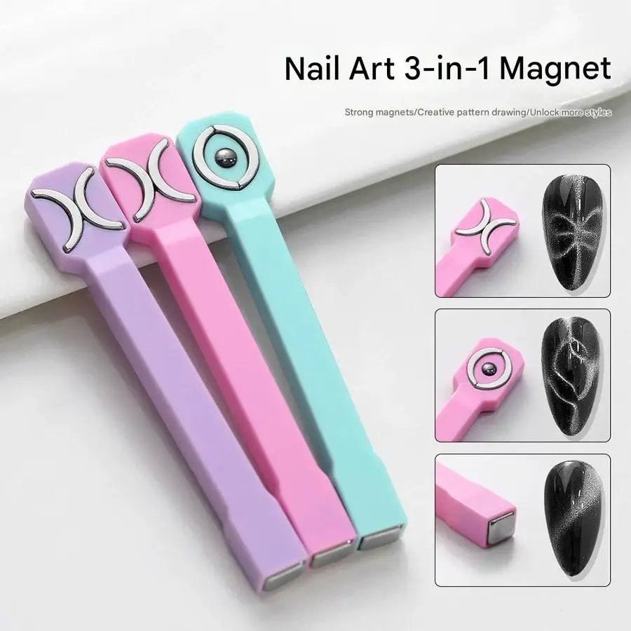 New 3-in-1 Multifunctional Nail Art Floral Cat Eye Magnetic Strong Cat Eye Nail Polish Gel Pattern Magnet
