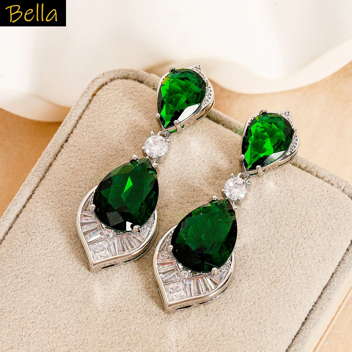 

Зеленые серьги-капли, новые модные украшения, женские элегантные серьги с кристаллами циркона, женский подарок на годовщину