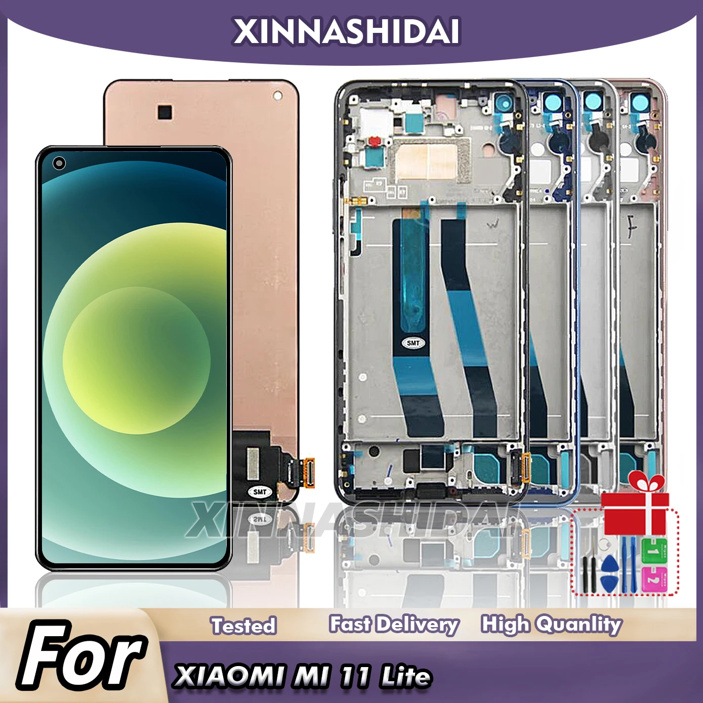 For Xiaomi Mi 11 Lite 5G LCD Display Digital Touch Screen With Frame For Xiaomi Mi 11 Youth M2101K9AG M2101K9AI M2101K9 Display